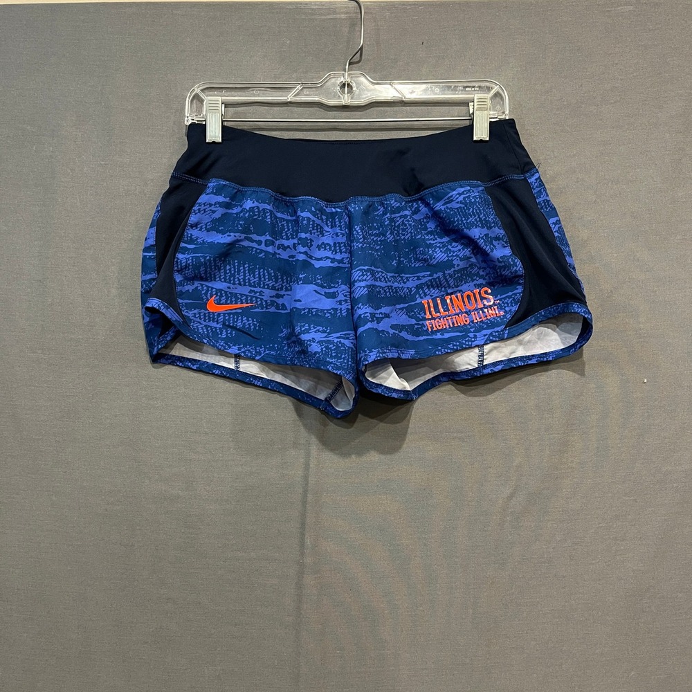 Nike Brief Lined Running Shorts‎ Women M Blue Illinois Fighting Illini Dri-FIT